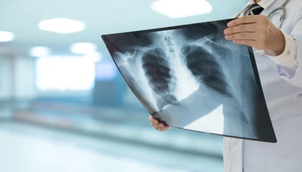 Secure X-Ray Shredding & Medical Data Destruction – DGD Shredding & Technology Doctor holding an X-ray before secure medical shredding and destruction by DGD Shredding & Technology in Ireland